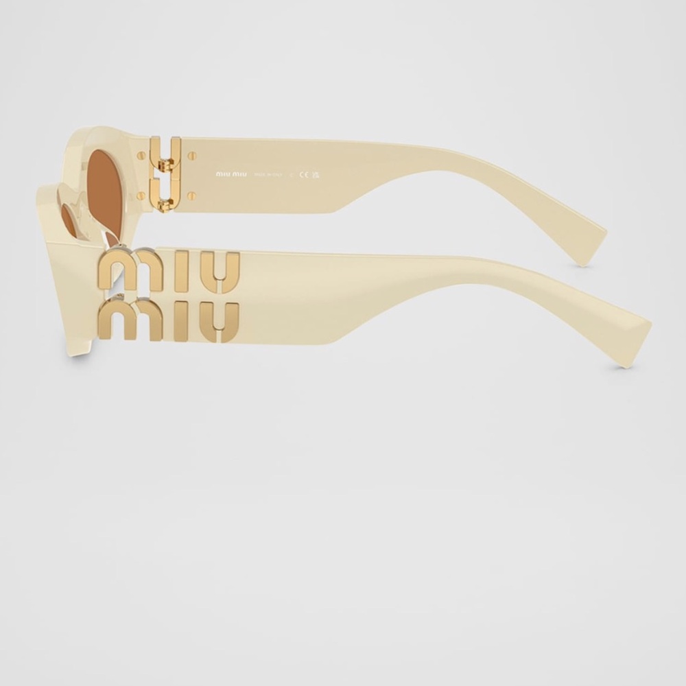 Miu Miu Beige and Brown Oval Sunglasses